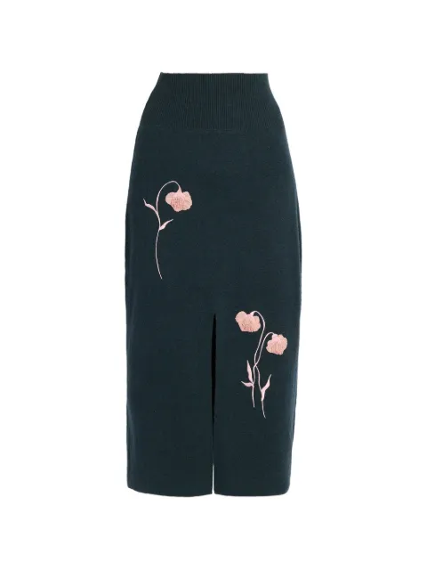 ERDEM flower-embroidered skirt Blue PF26KS1130013021