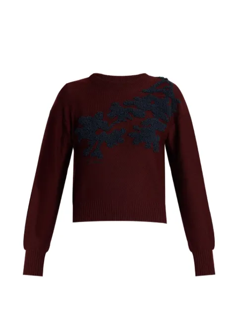 ERDEM floral-embroidered merino-wool sweater Red PF26KT6430066012