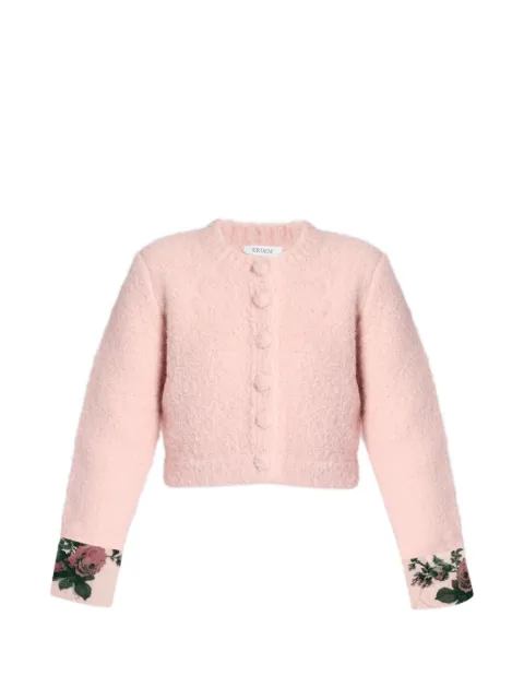 ERDEM bouclé floral-detail cardigan Pink AW26KT7130275033