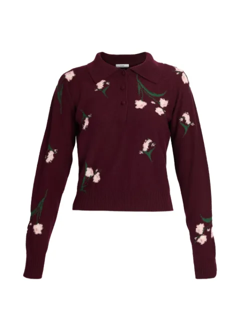 ERDEM floral-knit polo shirt Red PF26KT5930256012