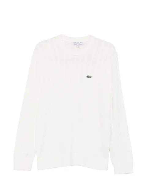 Lacoste cable-knit logo-patch sweater White AH7627