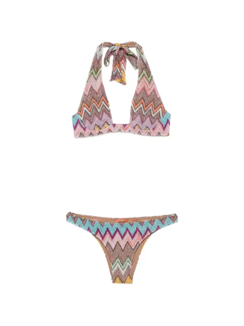 Missoni chevron-knit lamé bikini Brown MS26SP09BR014K