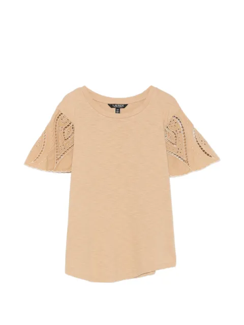 Lauren Ralph Lauren broderie-anglaise flutter-sleeve T-shirt Neutrals 226200P09104002
