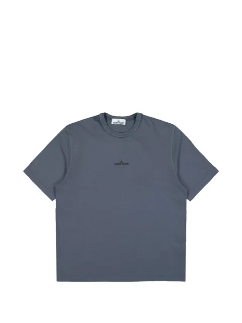 Stone Island logo-embroidered garment-dyed t-shirt Blue L1S152100025S0115