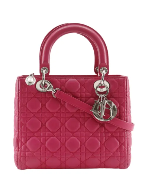 Christian Dior Pre-Owned 2014 Medium Lambskin Cannage Lady Dior satchel Pink Y7AL93CDF7M5F6K2