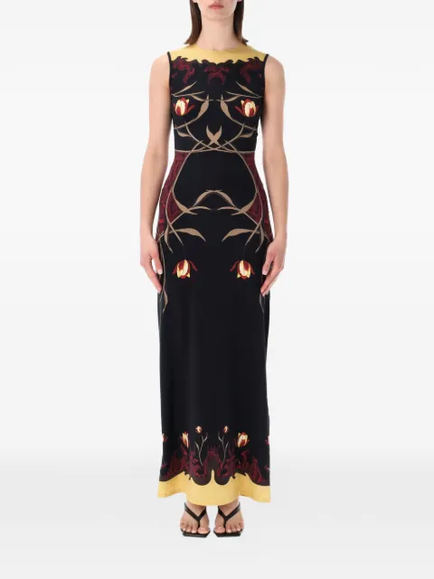 Marine Serre floral-print sleeveless maxi dress Black WDR479ACJER0118BK97