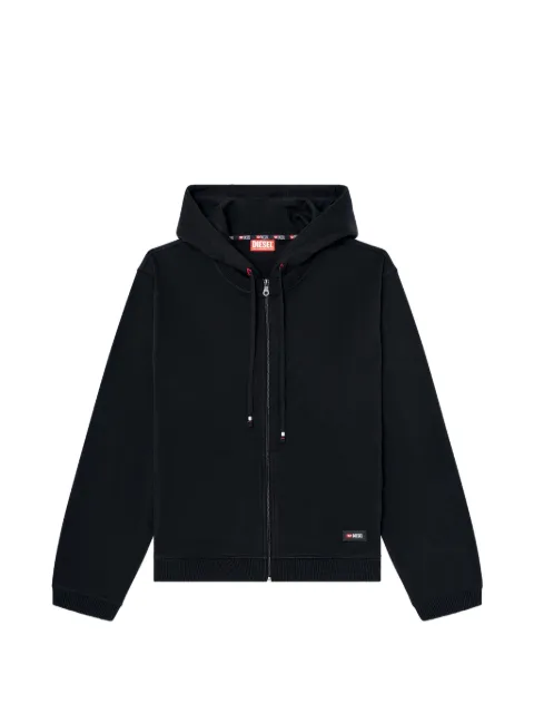 Diesel logo-detail zip-up cotton hoodie Black A228000SIBH