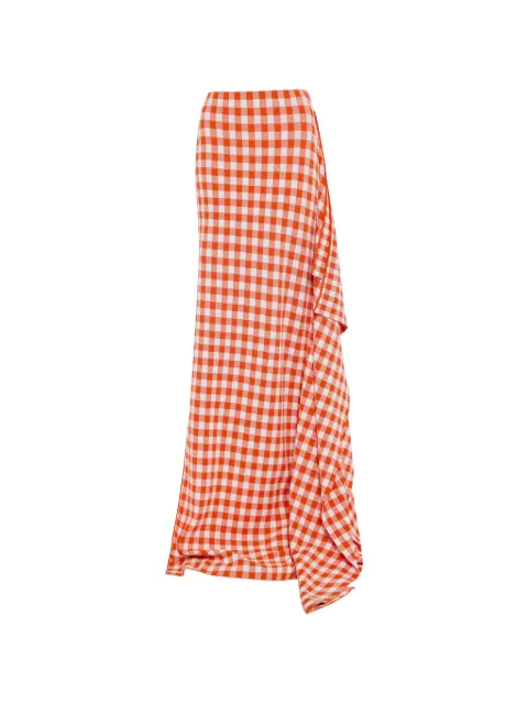 A.W.A.K.E. Mode gingham-pattern side-panel maxi skirt Red SS26KS03VY01