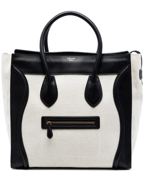 Celine Pre-Owned 2011 Mini Bicolor Canvas and Leather Luggage Tote handbag Brown IV34CP2JLL6BBN5A