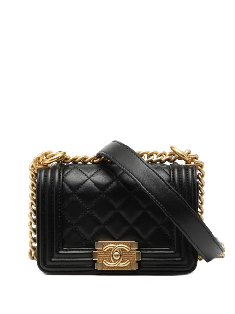 CHANEL Pre-Owned 2016-2017 Mini Quilted Lambskin Boy Flap crossbody bag Black TMYU3EUCO6MFZ93N
