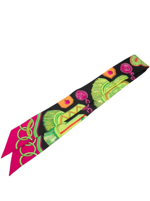 Hermès Pre-Owned 2000-2025 Epaulettes de Gala Silk Twilly Scarf scarves Black O1M87JS0CM4PO7I2