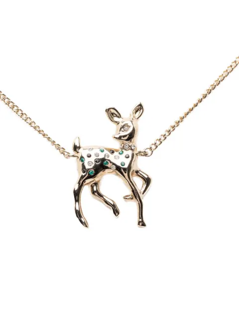 CHANEL Pre-Owned 2025-2026 CC Brass Faux Pearl and Strass Deer Pendant Necklace costume necklace Gold WKDQ66Y4V3SSFYQN
