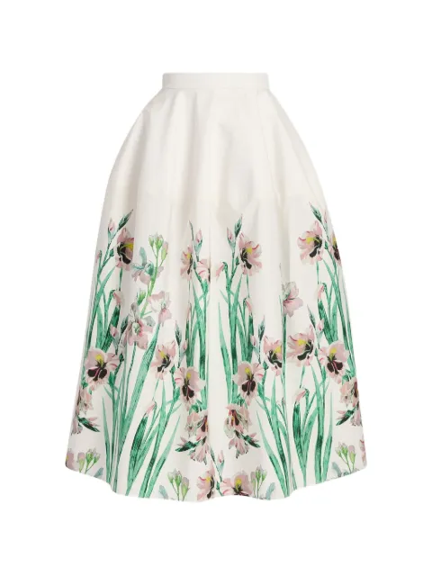 ERDEM floral-print cotton midi skirt White PF26S3652189000