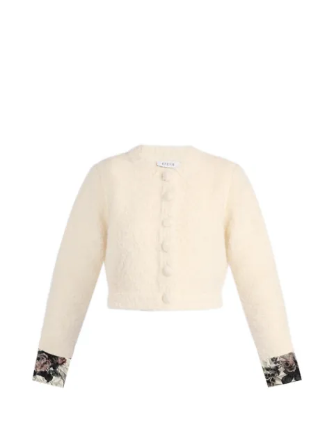ERDEM bouclé floral-trim cardigan Neutrals AW26KT7130279002