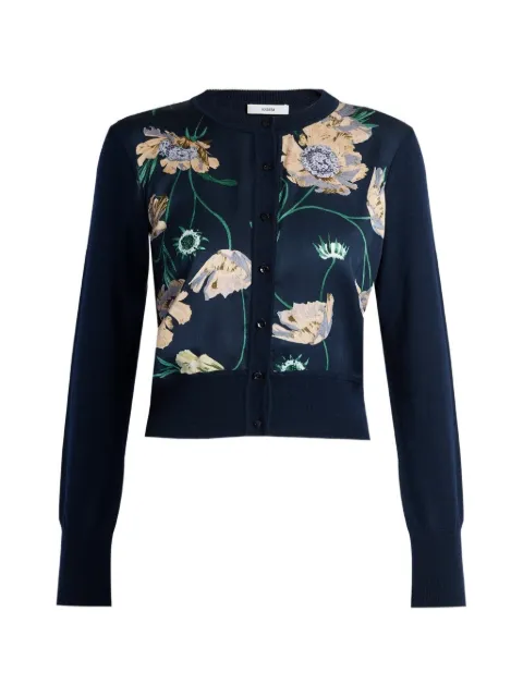 ERDEM floral-print cropped cardigan Blue PF26KT2130064001