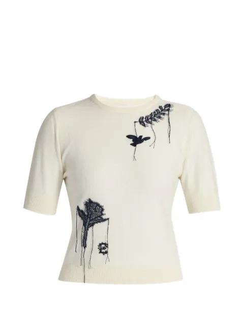 ERDEM embroidered short-sleeve sweater Neutrals PF26KT5830209009