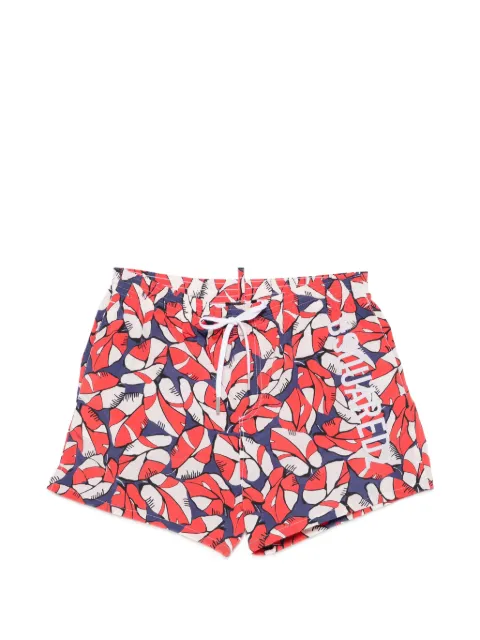 DSQUARED2 leaf-print logo-print swim shorts Red D7B64488062948