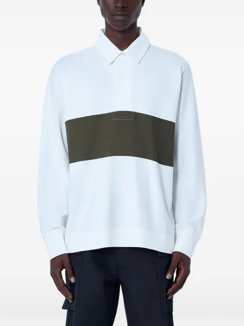 Margaret Howell panelled long-sleeve polo shirt White MHSP0534S26GZZOKN