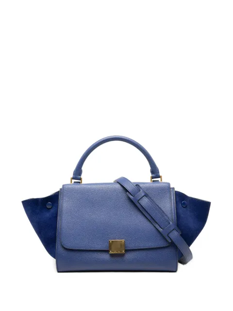 Celine Pre-Owned 2014 Small Drummed Calfskin and Suede Trapeze satchel Blue FFN8OI35QSIATN1D