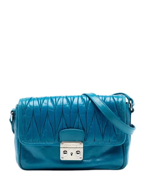 Miu Miu Pre-Owned 2010-2026 Matelasse Lambskin Flap crossbody bag Blue XVXZMK5IGW8BEONY