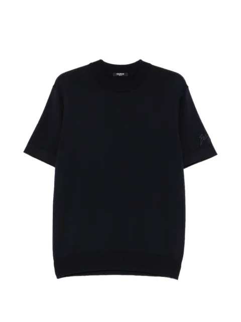 Balmain round-neck short-sleeved T-shirt Blue GH1AL105KJ51