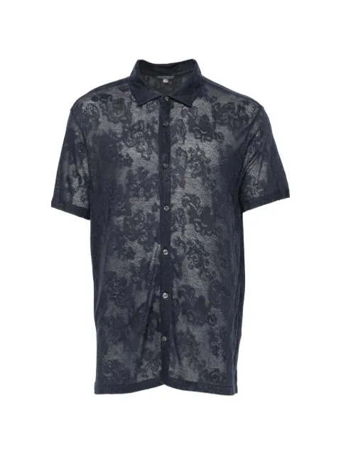 John Varvatos floral-lace short-sleeve shirt Blue K4302S26CSP16