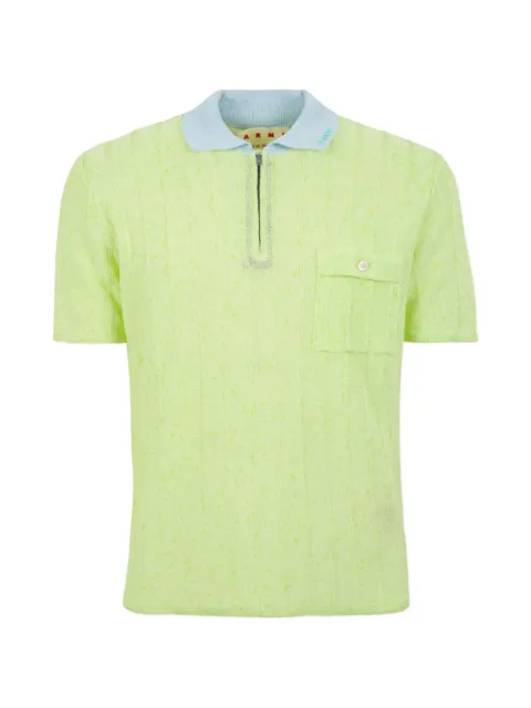 Marni cable-knit polo shirt Green POMG0090EQUFL103ACIDGREEN