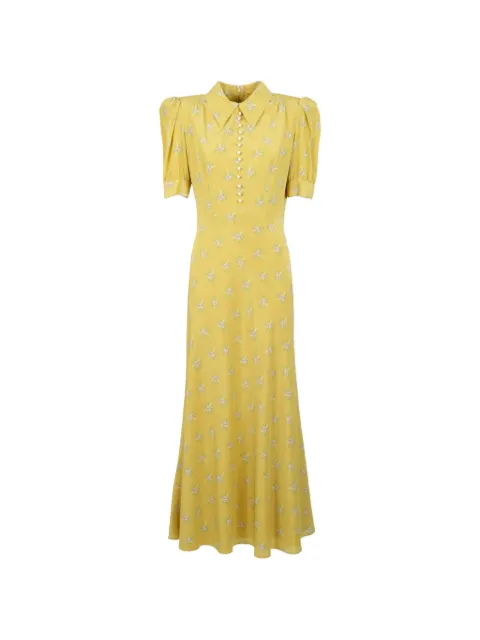 Alessandra Rich printed midi dress Yellow FABX35981792MUSTARD