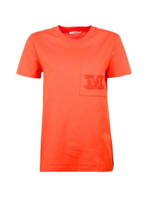 Max Mara embroidered-logo pocket T-shirt Orange PAPAIACORALLO