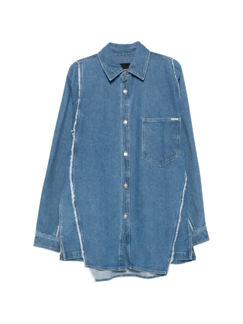 SONGZIO raw-edge embroidered shirt Blue MI3SH720BL