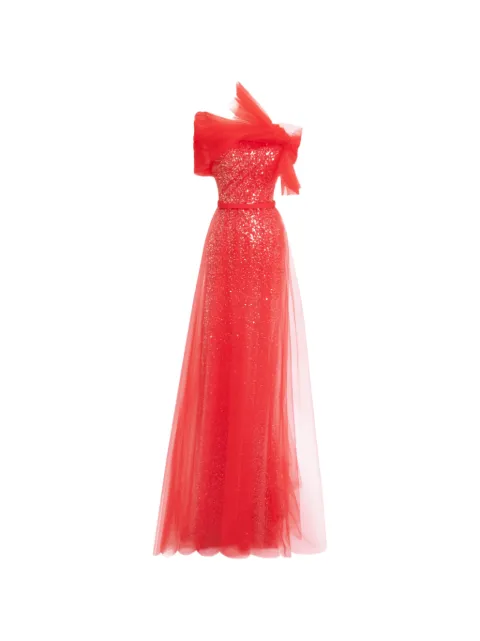 Gemy Maalouf sequin-embellished bow-detail dress Red EDSS241906LD