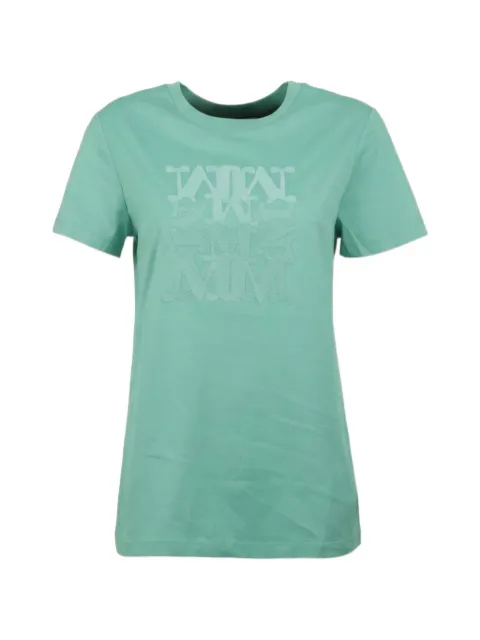 Max Mara Giovane logo-embroidered T-shirt Green MXMGIOVANEACQUAMARINA