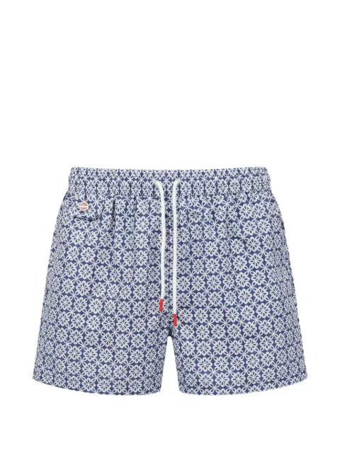 Kiton floral-print drawstring swim shorts Blue UCOM010K0743H82006