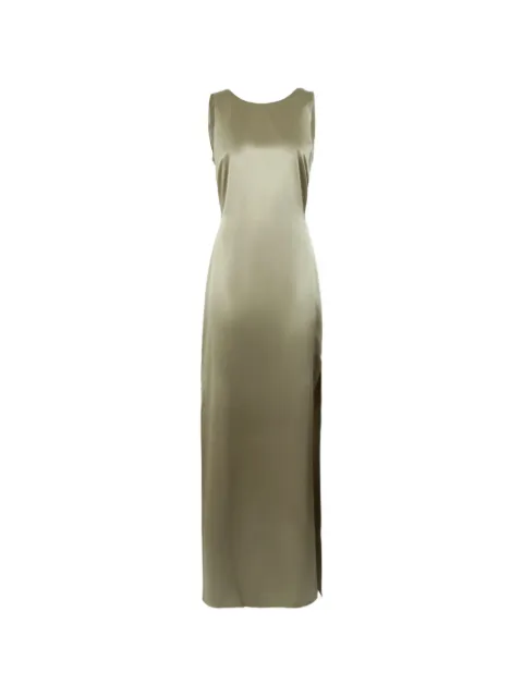 Pianoforte x max-mara maxi satin draped-back dress Green MXEAZOTOSABBIA
