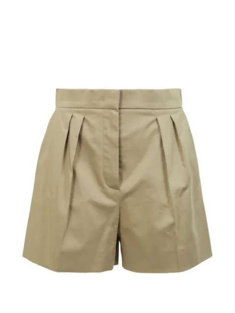 Max Mara pleated logo-embroidered shorts Neutrals MXMTABACCOKAKI