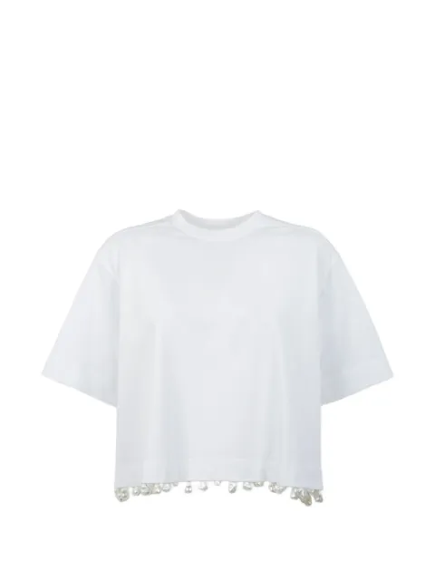 Sportmax faux-pearl embellished T-shirt White SPXPALMASBIANCOOTTICO