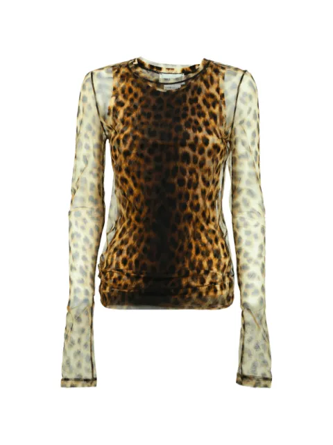 Sportmax leopard-print semi-sheer top Brown 2941076206