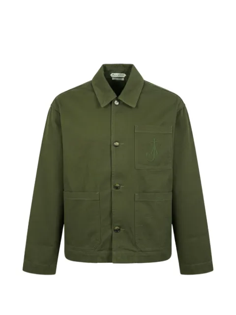 JW Anderson logo-embroidered patch-pocket shirt jacket Green JK0420PG1933