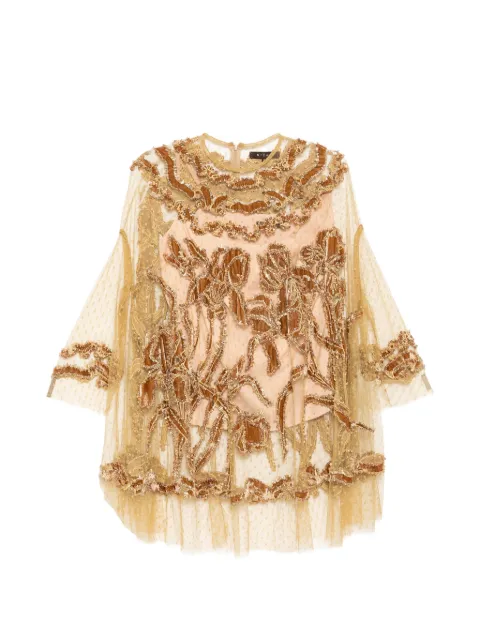 Biyan bead-embellished floral-appliqué top Neutrals BBSS26017