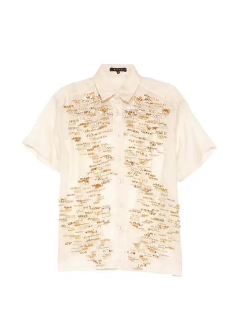 Biyan organza beaded silk shirt Neutrals BBSS26021