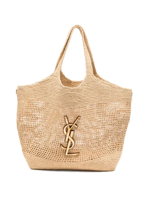 Saint Laurent Icare Cassandre raffia tote bag Neutrals 772191GAAEK