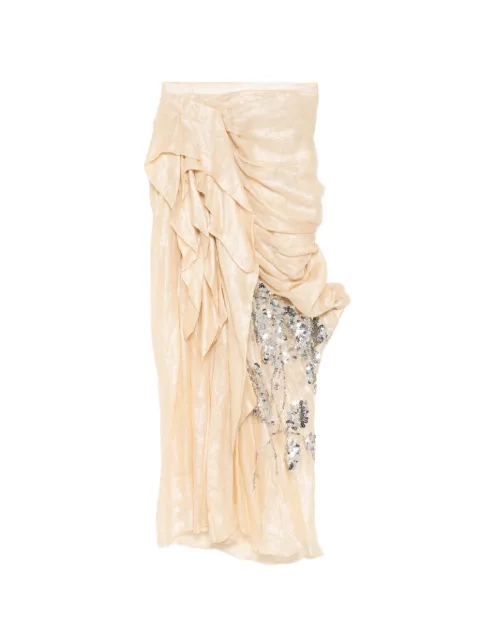 Biyan linen draped midi skirt Neutrals SBSS26016