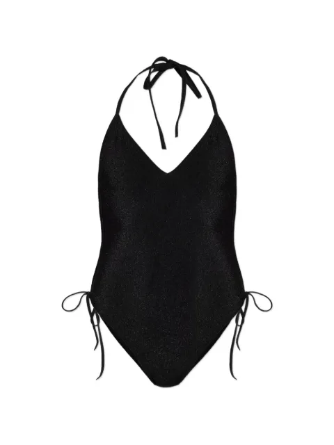 Balmain halterneck side-tie swimsuit Black BKBL12470001