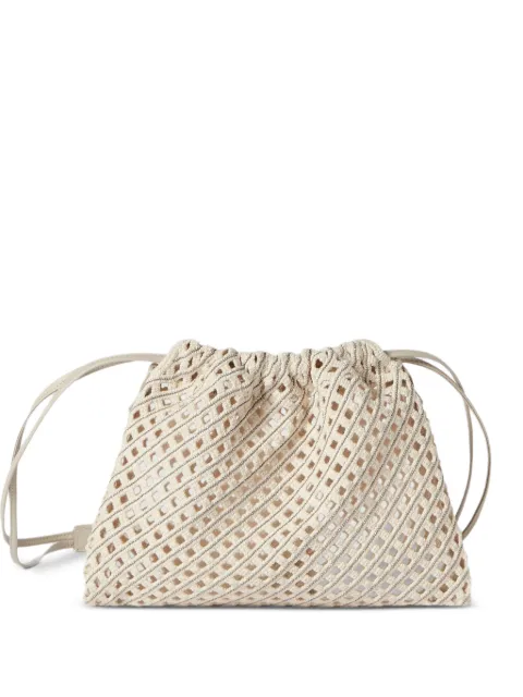 Brunello Cucinelli pouch bag in precious cotton net Neutrals MBRTD2808PC8495
