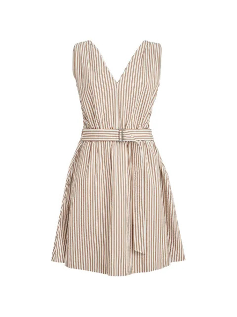 Brunello Cucinelli striped seersucker belted dress Neutrals MP589A5484C037