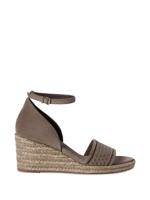 Brunello Cucinelli suede espadrille wedges with broderie anglaise Brown MZSFG3293PC8187