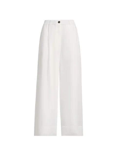 Brunello Cucinelli cotton organza boxy pleated trousers with Monili White MPF91P9267C100