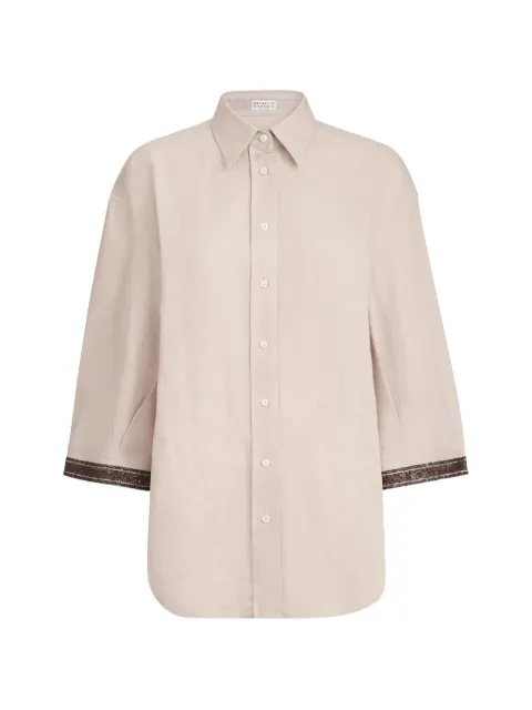 Brunello Cucinelli linen shirt with dazzling cuffs Neutrals MP698MR606C4664