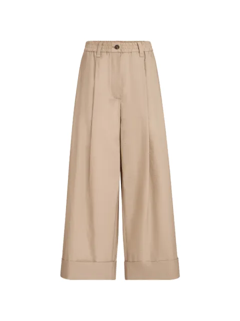 Brunello Cucinelli techno cotton poplin boxy pleated trousers with monili Neutrals MPF79P9212C8690