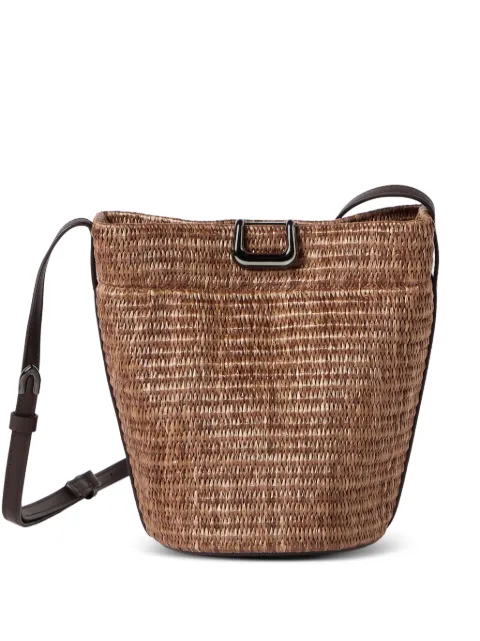 Brunello Cucinelli Sartorial small bucket bag in techno cotton raffia Brown MBQ9D2800PC044